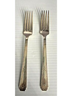 2 Friendship Medality Oneida  Tudor plate Dinner Fork 1932 7 5/8"